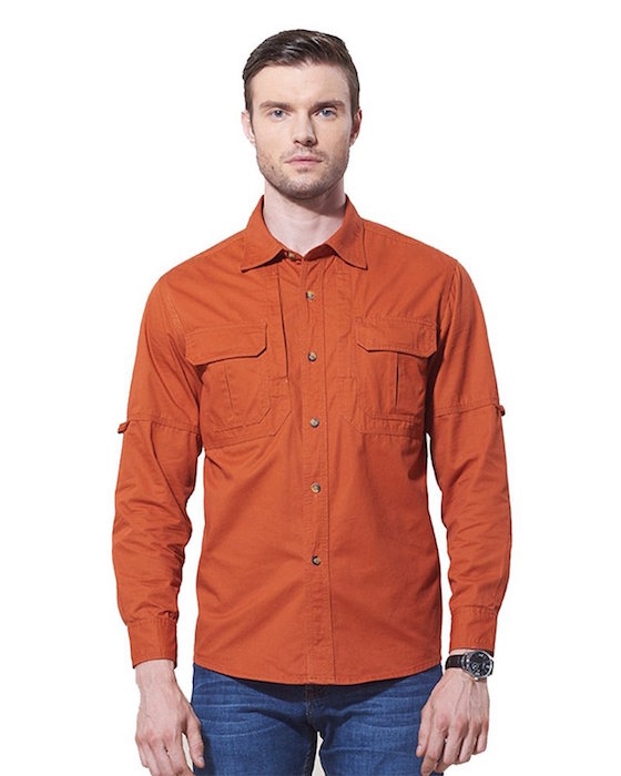 Keral Men's Long Sleeve Two Pockets Button Front Shirt